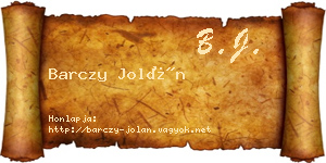 Barczy Jolán névjegykártya